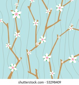 Blossoming tree on blue background