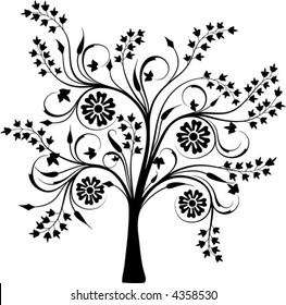 Blossoming tree, vector illustration