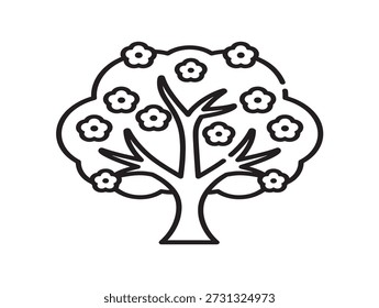 Arte floreciente de la línea de Ilustración vectorial del árbol