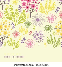 Blossoming trees horizontal border seamless pattern background