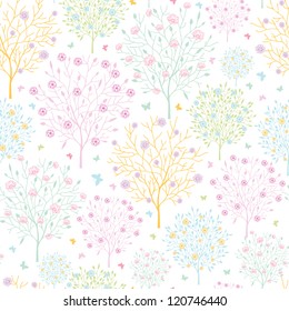 Blossoming trees seamless pattern background
