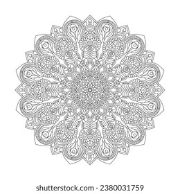 Blossoming Whirls adult mandala coloring book page for kdp book interior.Peaceful Petals, Ability to Relax, Brain Experiences, Harmonious Haven, Peaceful Portraits, Blossoming Beauty mandala design.