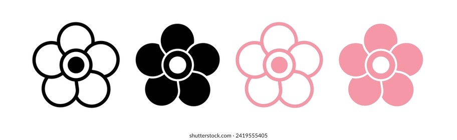 Blossoms and Blooms Line Icon. Floral Beauty Icon in Black and White Color.