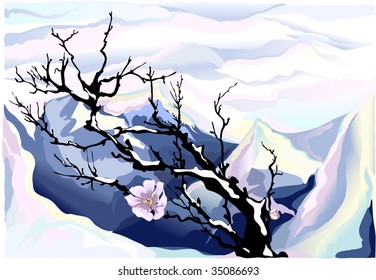 Blossoms with Mountains in the background


