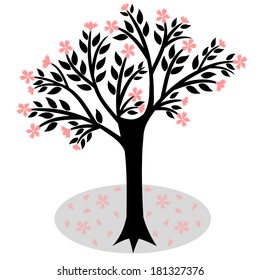 blossoms tree isolated on white background