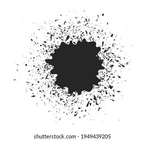 The blot is black, with random splashes, silhouette, indent for text. Banner. Vector object on a white background.