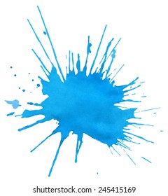 Blot of blue watercolor isolated on white background