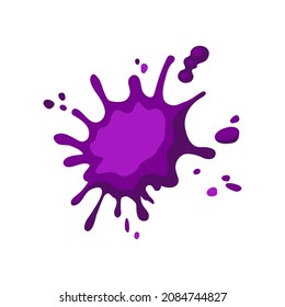 Blot. A bright purple spot of paint. Splats, baby slime , splatter. Icon, clipart for website, applications about jewelry, games, design, paint. Vector flat illustration, cartoon style.