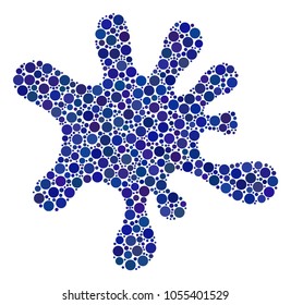Blot collage of round dots in various sizes and color tones. Round dots are grouped into blot vector mosaic. Vector illustration.