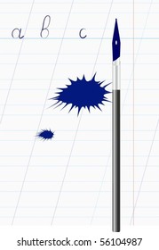 A blot from the handle with ink on sheet.