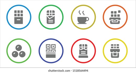 blot icon set. 8 filled blot icons.  Collection Of - Chocolate, Chocolates icons