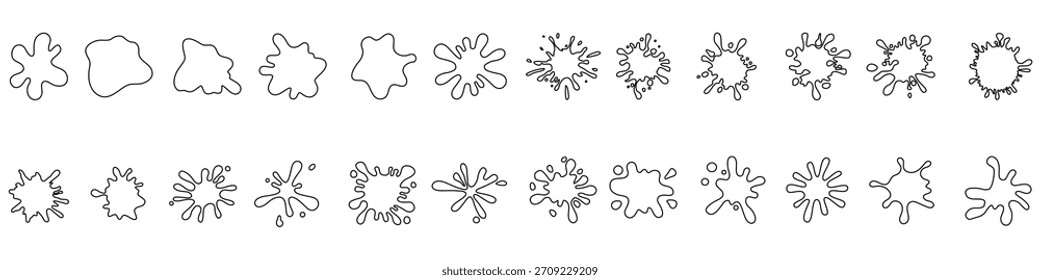 Vektorsatz des Blot-Symbols. Blotch-Illustrationszeichensammlung. unscharfes Symbol. Spray-Logo. Splatter-Websymbole.