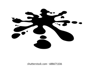 Blot of ink in perspective, black on white background, flat, template for design. Vector illustration