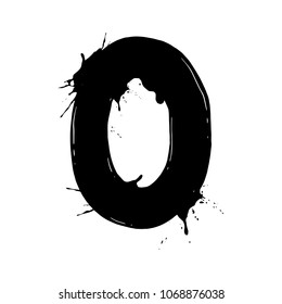 Blot letter O vector illustration. Font alphabet art. Scratch board style imitation. Hand drawn image.