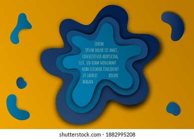 Blot like Shaped Design Element with Few Drops Around. Imitation of Liquid Made as an Applique. For Web and Mobile App, Art Illustration Template Design, Business Infographic and Social Media Element.