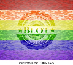 Blot on mosaic background with the colors of the LGBT flag