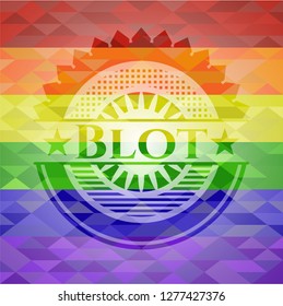 Blot on mosaic background with the colors of the LGBT flag