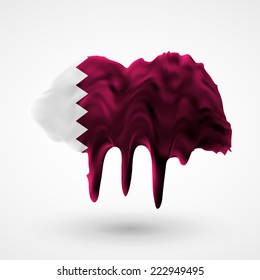 Blot with paint streaks with the national colors. Independence Day. Banner Pennon Pennant Background Stock Vector Icon Image Picture Illustration Printed material Logo Flag of Qatar