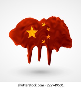Blot with paint streaks with the national colors. Independence Day. Banner Pennon Pennant Background Stock Vector Icon Image Picture Illustration Printed material Logo  Flag of China