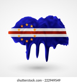 Blot with paint streaks with the national colors. Independence Day. Banner Pennon Pennant Background Stock Vector Icon Image Picture Illustration Printed material Logo Flag of Cape Verde