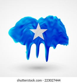 Blot with paint streaks with the national colors. Independence Day. Banner Pennon Pennant Background Stock Vector Icon Image Picture Illustration Printed material Logo  Flag of Somalia