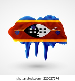 Blot with paint streaks with the national colors. Independence Day. Banner Pennon Pennant Background Stock Vector Icon Image Picture Illustration Printed material Logo Flag of Swaziland