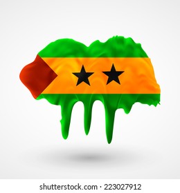 Blot with paint streaks with the national colors. Independence Day. Banner Pennon Pennant Background Stock Vector Icon Image Picture Illustration Printed material Logo  Flag of Sao Tome and Principe