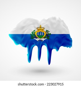 Blot with paint streaks with the national colors. Independence Day. Banner Pennon Pennant Background Stock Vector Icon Image Picture Illustration Printed material Logo  Flag of San Marino. 