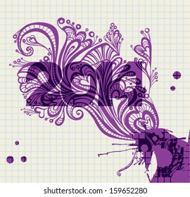 Blot pattern drawn in purple ink in 2014.