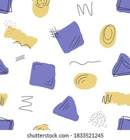 blot pattern with stripes stains watercolor lines circles, square, triangles, blue and orange stripes strokes dots