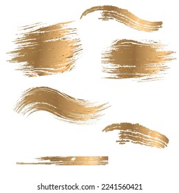 blot smear of golden cosmetics paint on a white background