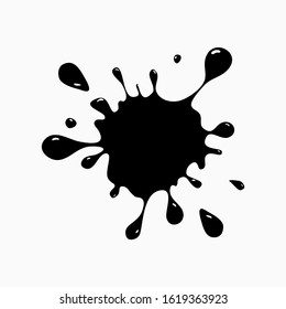 Blot spot splash shape vector illustration. Dirty drop slatter concept. Liquid ink grunge element. Black art drawing symbol. Messy spatter drip. Brush inkblot spray image.