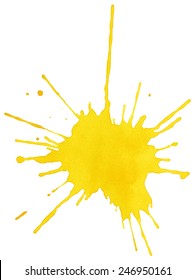 Blot of yellow paint isolated on white background