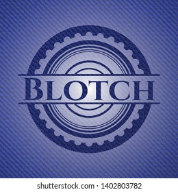 Blotch badge with jean texture. Vector Illustration. Detailed.