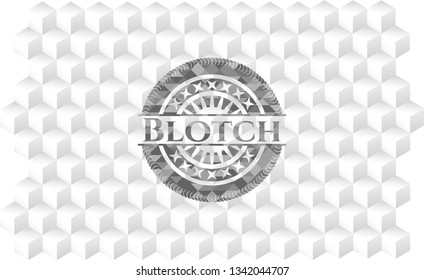 Blotch realistic grey emblem with cube white background