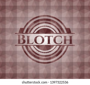 Blotch red seamless emblem with geometric background.