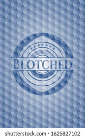 Blotched blue hexagon emblem. Vector Illustration. Detailed.