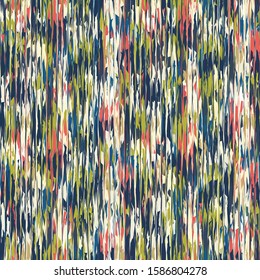 Blotched Space Dye Broken Stripe Seamless Pattern. Mottled Variegated Melange Background.  Random Vertical Rough Distressed Line Wallpaper. Masculine Striped All Over Print Vector Eps 10 Tile. 