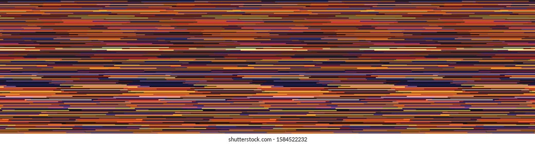 Blotched Space Dyed Ombre Background. Banner Texture. Mottled Line Effect Seamless Border Pattern. Vibrant Vertical Stripe Multicolored Heathered Melange Marl Edging Trim. Vector Ribbon Trim Eps 10