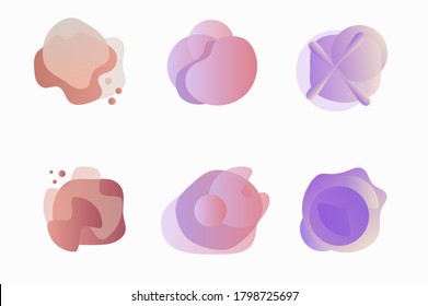 Sangre, gotas abstractas de colores pastel para el diseño de los fondos de aplicación, telón de fondo de los medios sociales. Transiciones suaves de colores en formas de goteo. Gradiente y transparencia.