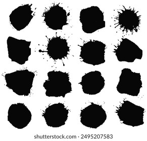 Blots Collection And Isolated White Background , Vector Illustration