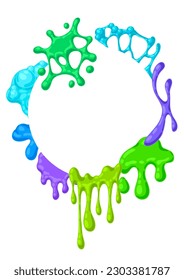 Blots and drips slime background. Toxic mucus smudges streaks and blotch.