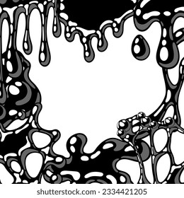 Blots and drips slime background. Toxic mucus smudges streaks and blotch.