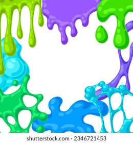Blots and drips slime background. Toxic mucus smudges streaks and blotch.