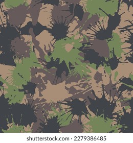 Woodland Grunge Camouflage, Seamless Pattern. Military Urban Camo