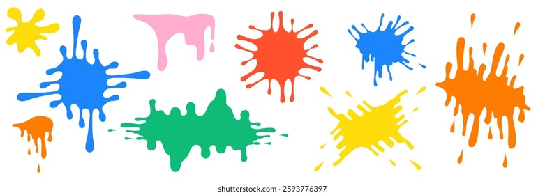 Blots of multi-colored paint. Best palette. Mixing colors. Flowing paint. EPS10.