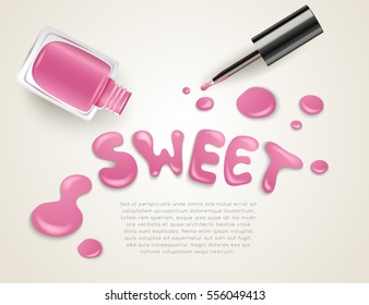 Blots of Nail Polish Isolated On Background : Vector Illustration