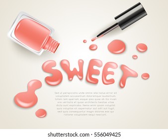 Blots of Nail Polish Isolated On Background : Vector Illustration