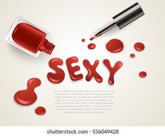 Blots of Nail Polish Isolated On Background : Vector Illustration
