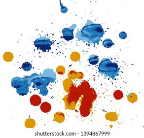 Blots on the isolated white background. Watercolor abstract background. Dotted texture. Pattern with spots of water.